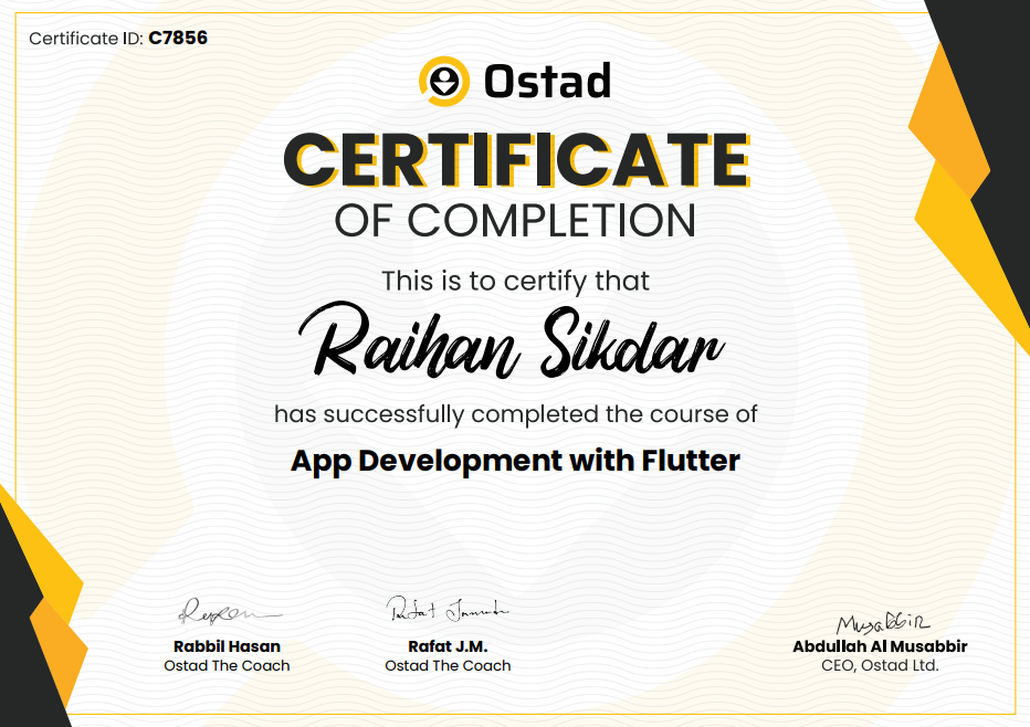 Flutter certificate